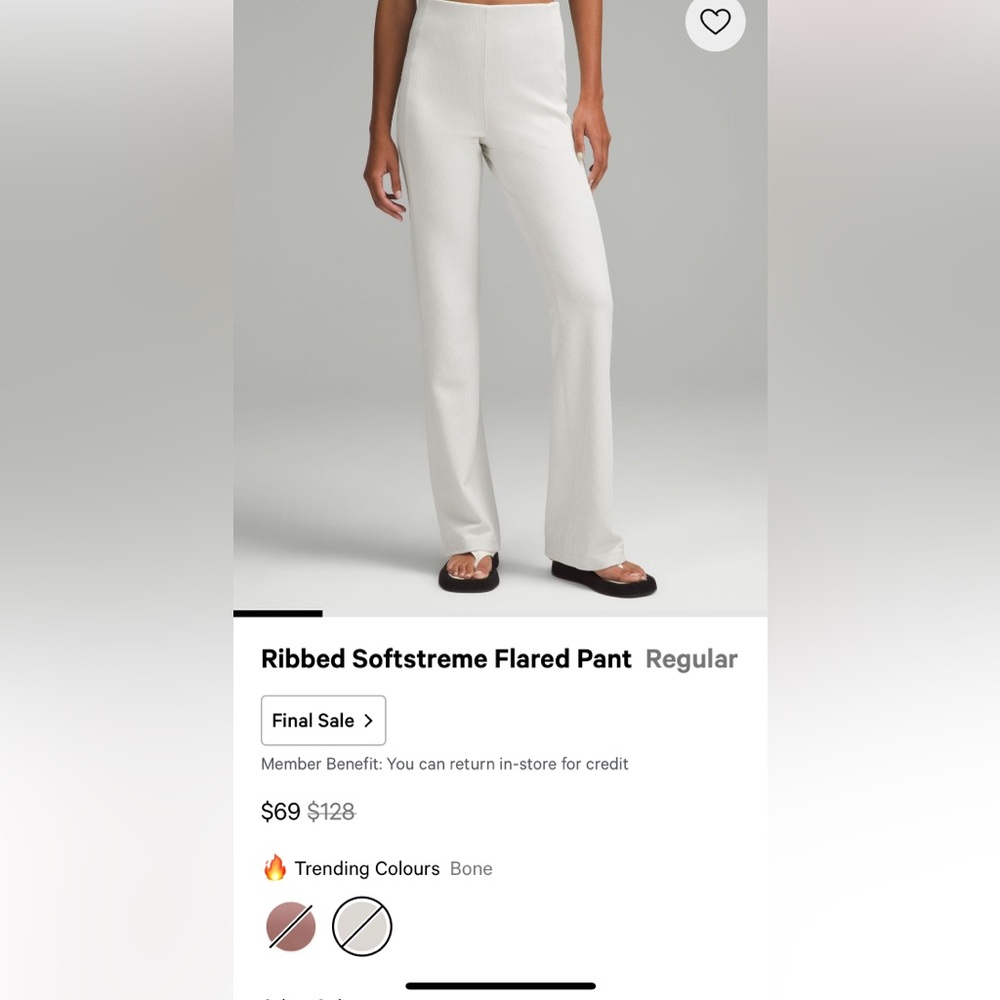 NWOT Lululemon High Rise Ribbed Softstreme Flared Pant Bone Size 6